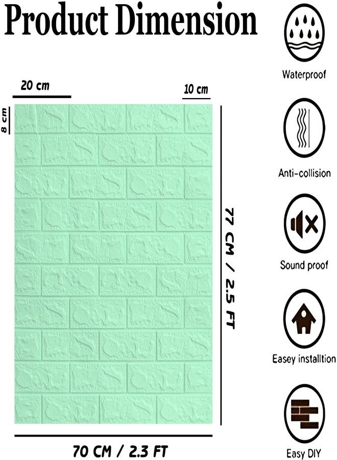Barebeauty Self-Adhesive Waterproof PE Foam 3D Wall Panels Wallpaper Sticker for Bathroom, Living Room, and Home Decoratio () (Pista) - Image 3